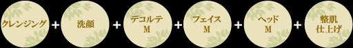 クレンジング＋洗顔＋デコルテM＋フェイスM＋ヘッドM＋整肌仕上げ